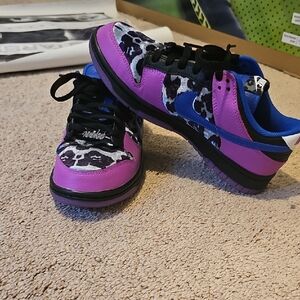 Custom purple and leopard print velvet Nike Dunk Low